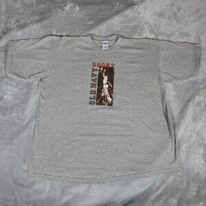 Vintage Old Navy Basketball Sport T Shirt Mens L Boxy Short Fit Gray Y2K